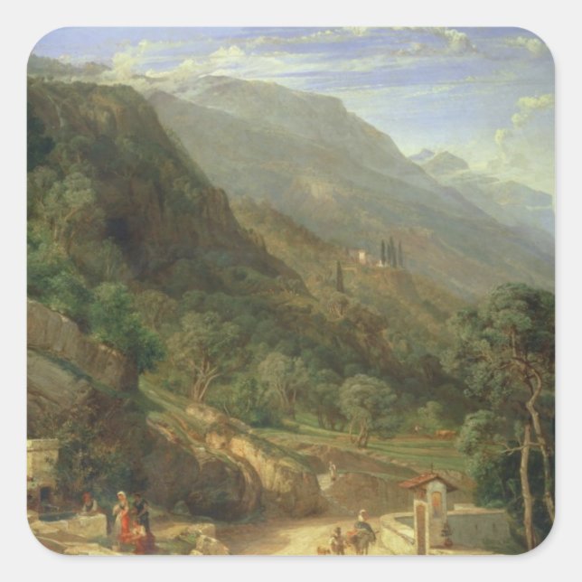 Olive Groves at Varenna, Lake Como, Italy, 1861 (o Square Sticker (Front)