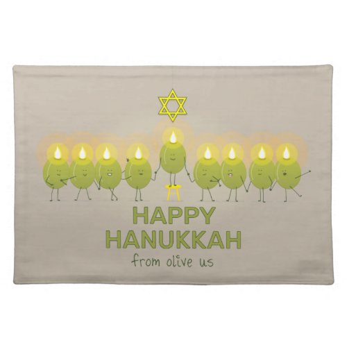 Olive Hanukkah Menorah Cloth Placemat