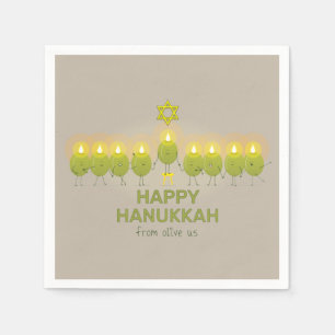Olive Hanukkah Menorah Napkins