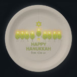 Olive Hanukkah Menorah Paper Plates<br><div class="desc">A group of fun-loving olives get together for a photo op and form a menorah to send a Happy Hanukkah greeting.</div>