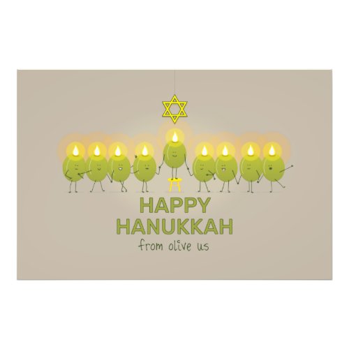 Olive Hanukkah Menorah Photo Print