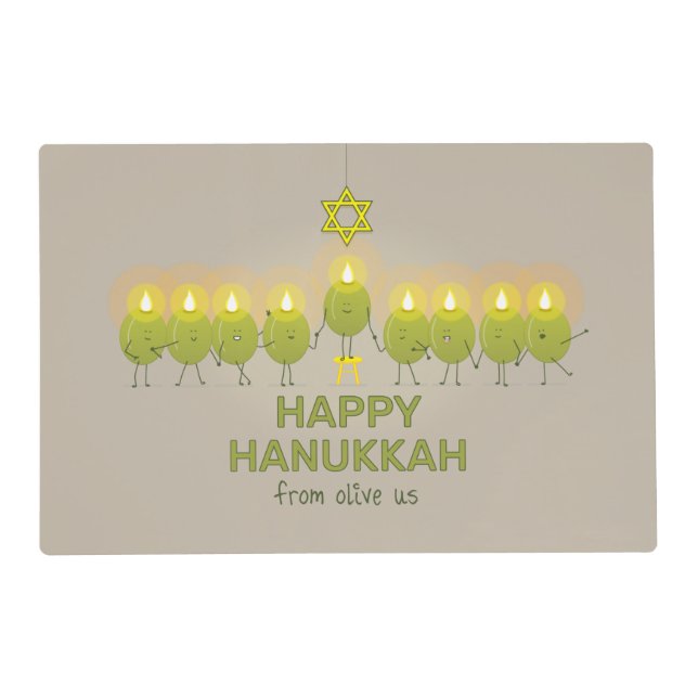 Olive Hanukkah Menorah Placemat (Front)