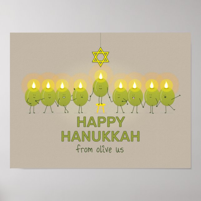 Olive Hanukkah Menorah Poster (Front)