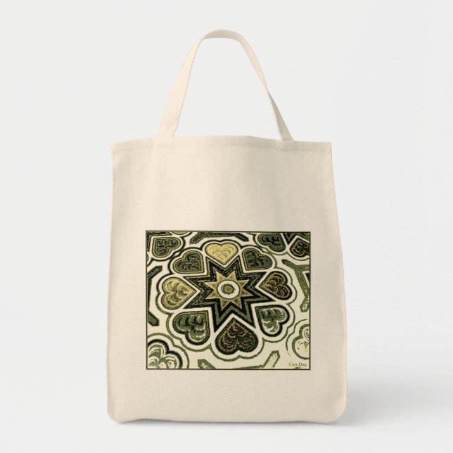 Olive Hearts Canvas Grocery Tote Bag (Front)