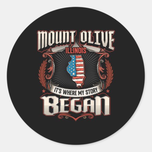 Olive Illinois Usa Flag 4th Of July  Classic Round Sticker