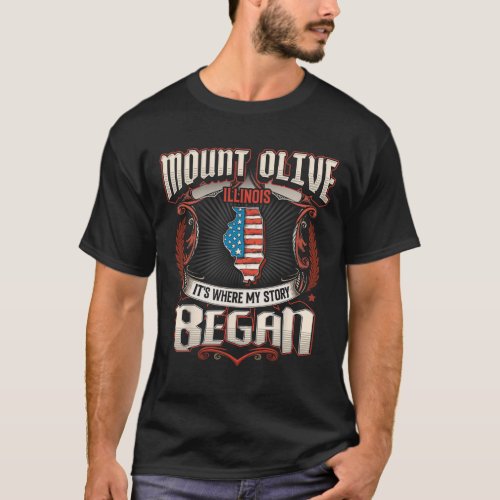 Olive Illinois Usa Flag 4th Of July  T_Shirt