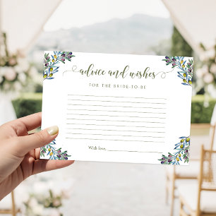 Olive Italian Bridal Shower Advice and Wishes Enclosure Card