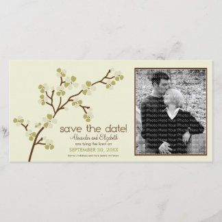 Olive/Ivory Cherry Blossom Save the Date Photocard