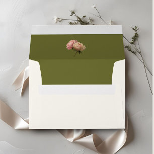 Olive & Ivory Rose Wedding Envelope
