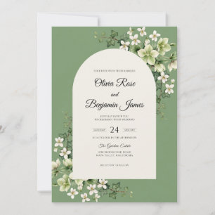 Olive Jasmine Branch Eucalyptus Wedding Invitation