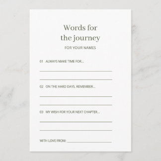 Olive Journey Wedding Advice and Wishes Card