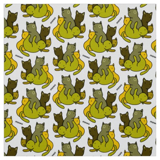 Olive kittens fabric