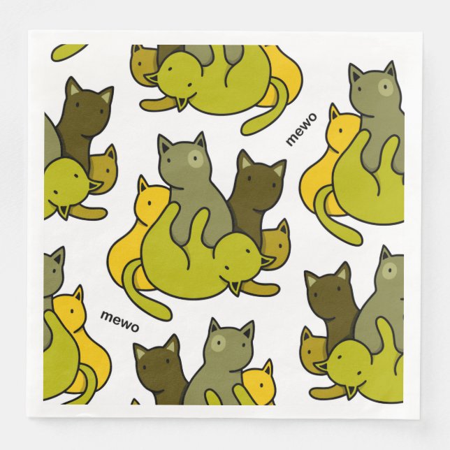 Olive kittens paper dinner napkins (Front)