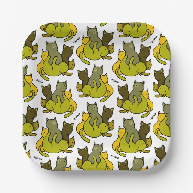 Olive kittens paper plates (Front)
