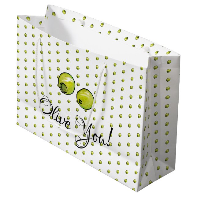 Olive Large Gift Bag (Front Angled)