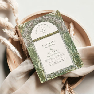 Olive Leaf Arch Art Nouveau wedding Invitation
