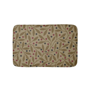 Olive Leaf Berry Earthy Willow Branch Bath Mat