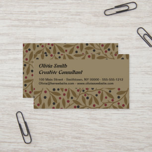 Olive Leaf Berry Earthy Willow Branch Business Card