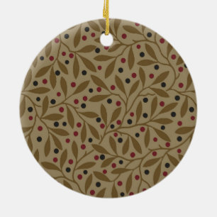 Olive Leaf Berry Earthy Willow Branch Ceramic Ornament