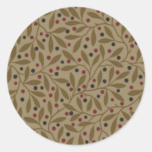 Olive Leaf Berry Earthy Willow Branch Classic Round Sticker