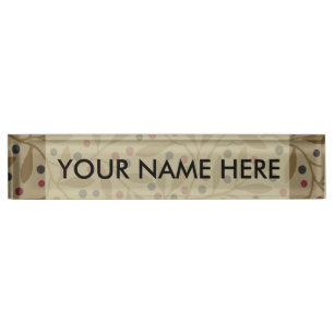 Olive Leaf Berry Earthy Willow Branch Desk Name Plate