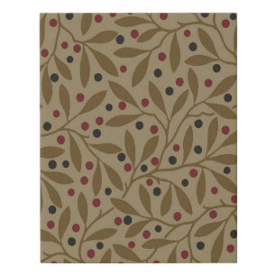 Olive Leaf Berry Earthy Willow Branch Faux Canvas Print