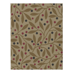 Olive Leaf Berry Earthy Willow Branch Faux Canvas Print
