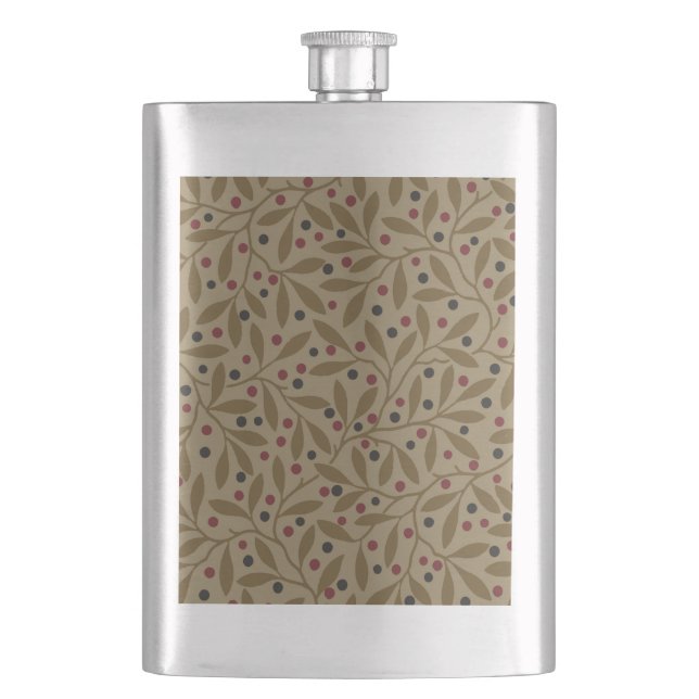 Olive Leaf Berry Earthy Willow Branch Flask (Front)