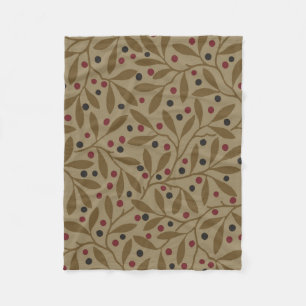 Olive Leaf Berry Earthy Willow Branch Fleece Blanket