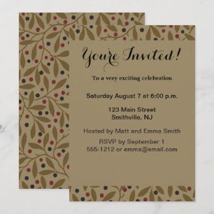 Olive Leaf Berry Earthy Willow Branch Invitation