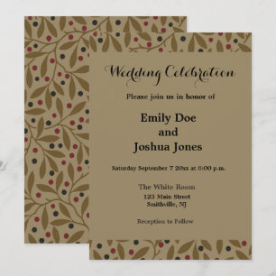 Olive Leaf Berry Earthy Willow Branch Invitation