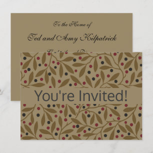 Olive Leaf Berry Earthy Willow Branch Invitation