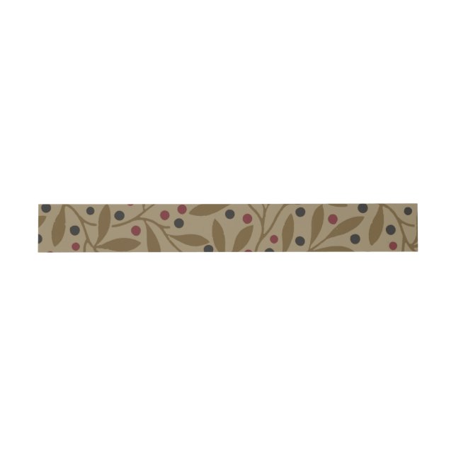Olive Leaf Berry Earthy Willow Branch Invitation Belly Band (Flat)