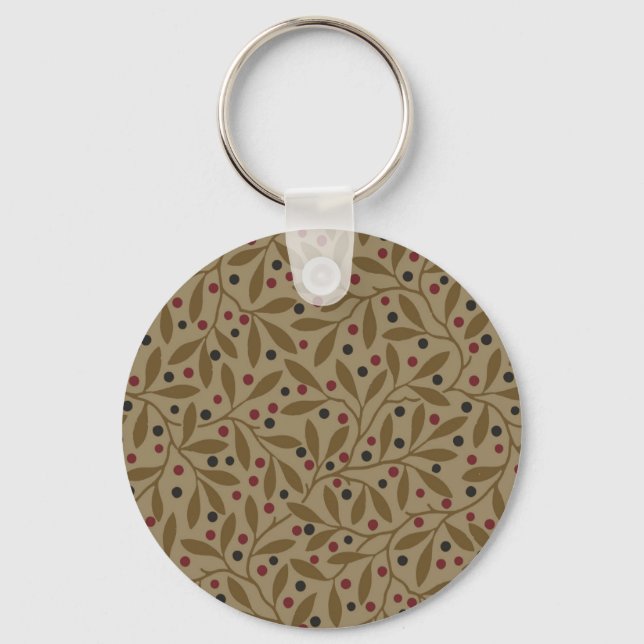 Olive Leaf Berry Earthy Willow Branch Keychain (Front)