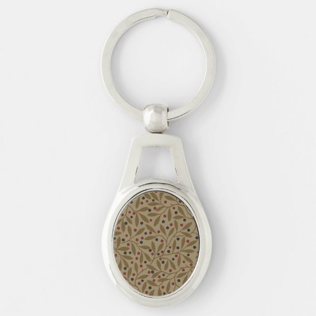Olive Leaf Berry Earthy Willow Branch Keychain (Front)