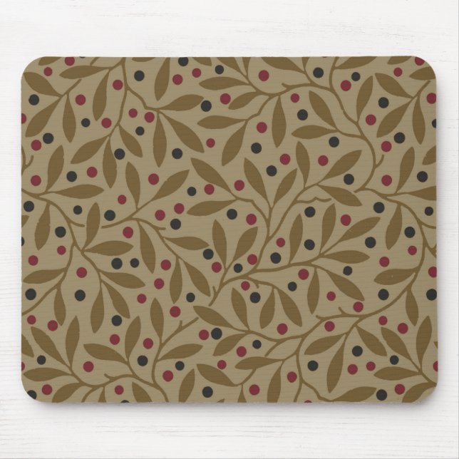Olive Leaf Berry Earthy Willow Branch Mouse Pad (Front)