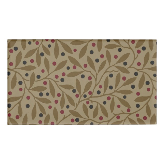 Olive Leaf Berry Earthy Willow Branch Name Tag (Front)