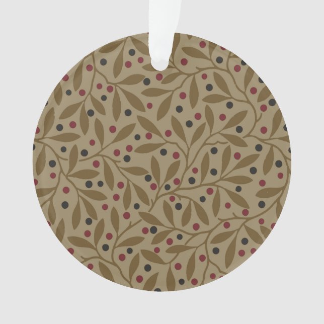 Olive Leaf Berry Earthy Willow Branch Ornament (Front)