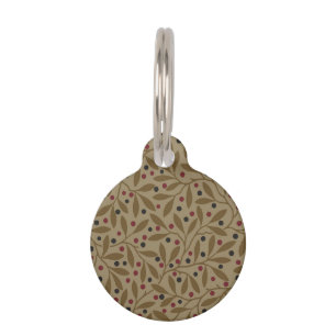 Olive Leaf Berry Earthy Willow Branch Pet ID Tag