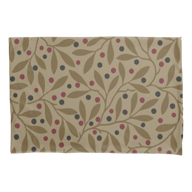 Olive Leaf Berry Earthy Willow Branch Pillow Case (Front)