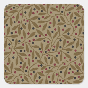Olive Leaf Berry Earthy Willow Branch Square Sticker