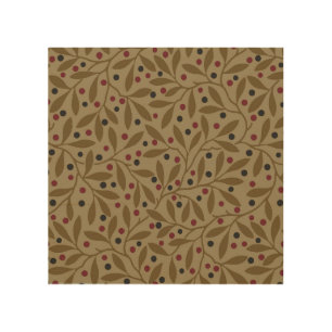 Olive Leaf Berry Earthy Willow Branch Wood Wall Art