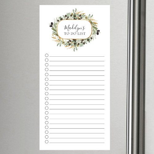 Olive Leaf Branches To Do List Magnetic Notepad