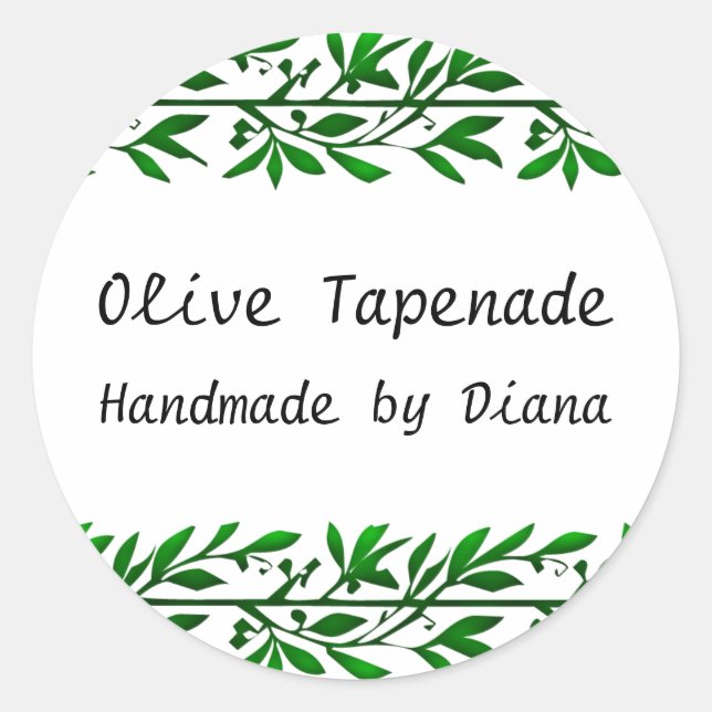 Olive Leaf Custom Recipe or Soap Label Stickers (Front)