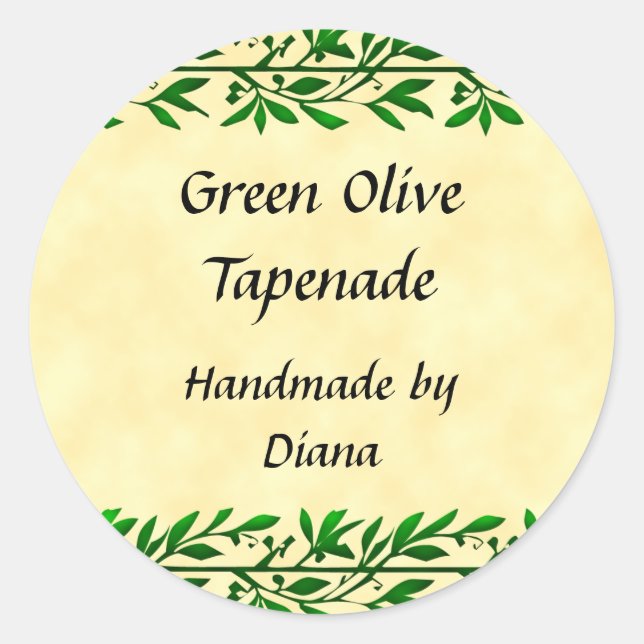 Olive Leaf Custom Recipe or Soap Label Stickers (Front)