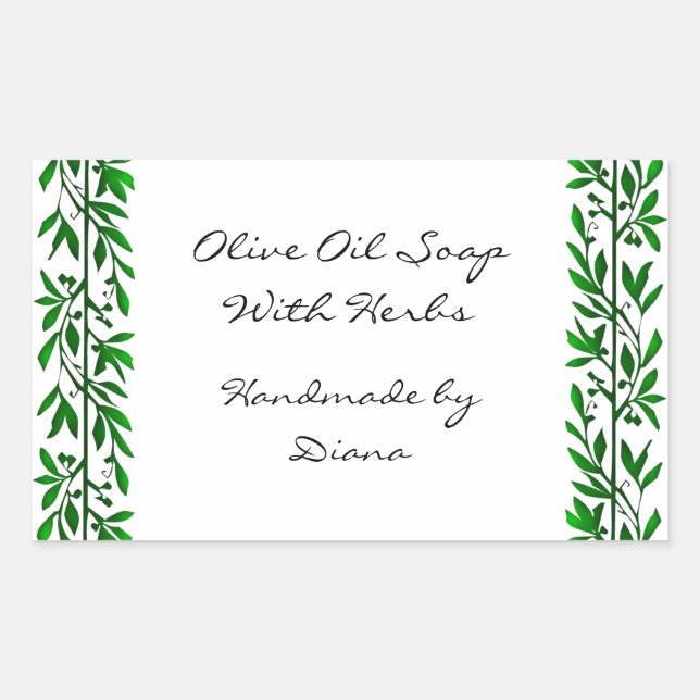 Olive Leaf Custom Recipe or Soap Label Stickers (Front)