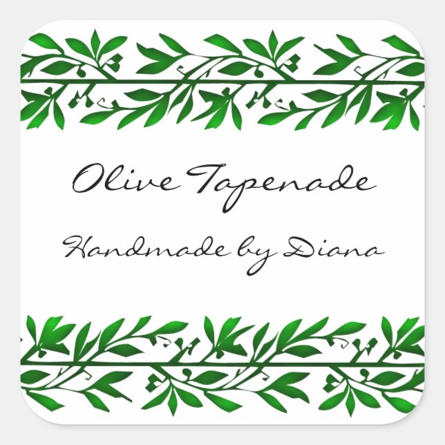 Olive Leaf Custom Recipe or Soap Label Stickers (Front)