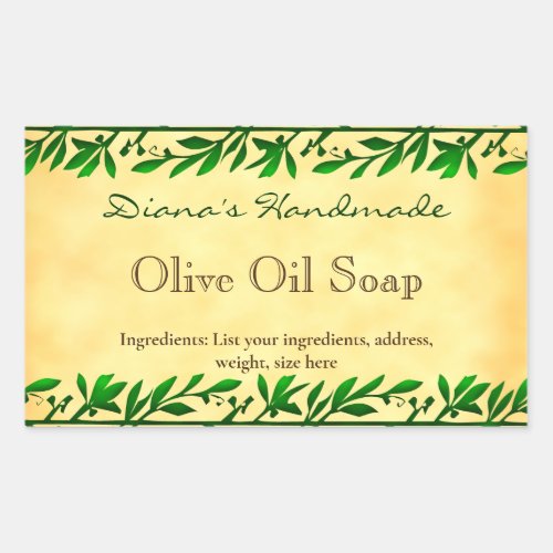 Olive Leaf Custom Soap Faux Parchment Sticker