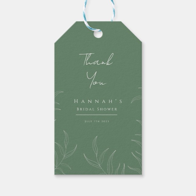 Olive leaf elegant Bridal shower gift tag (Front)