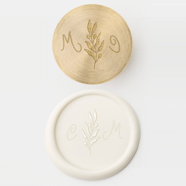 Olive Leaf Elegant Wedding Wax Seal Stamp (Stamped)